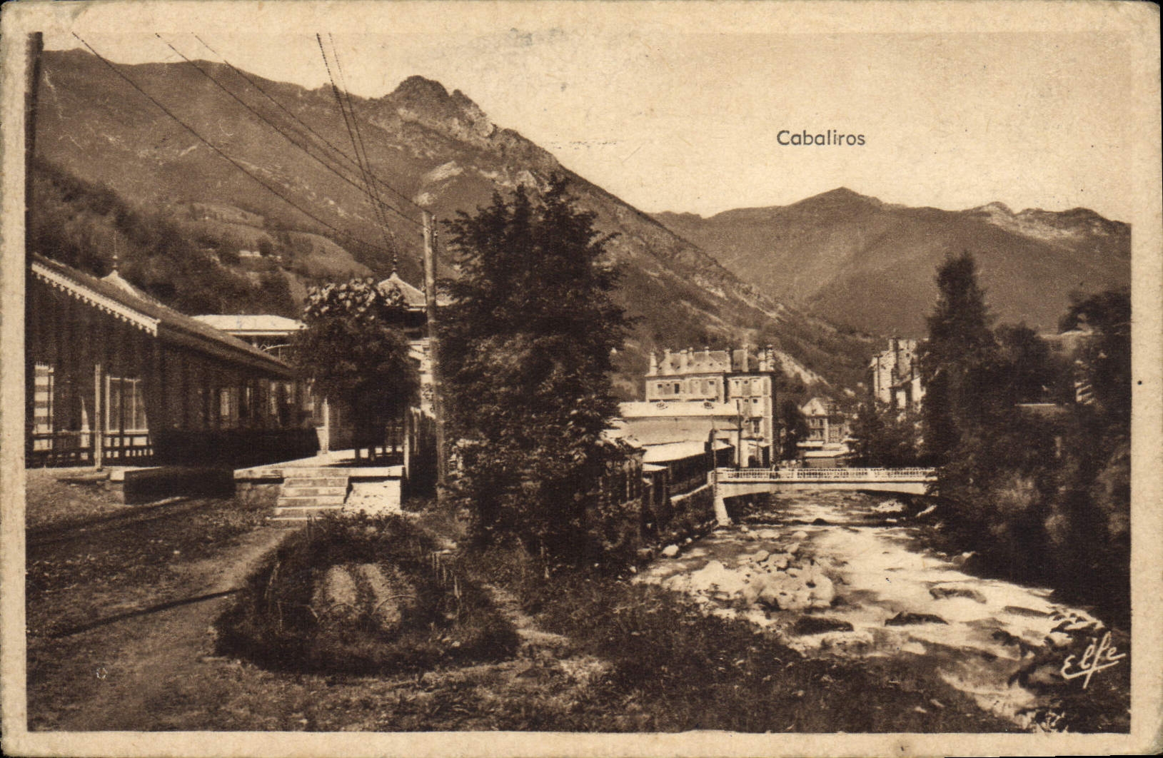 VINTAGE POSTCARD Train station of Raillere Gave and Cabain