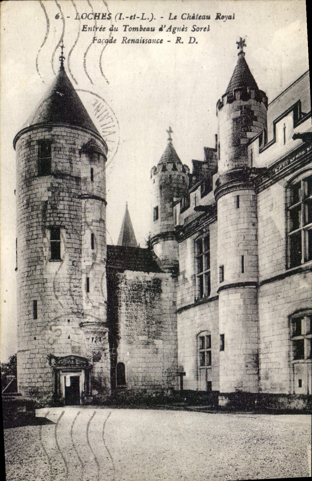 VINTAGE POSTCARD Loaches the Royal Castle Entry of the tomb of Agnes Sorel Frontage Renaissance