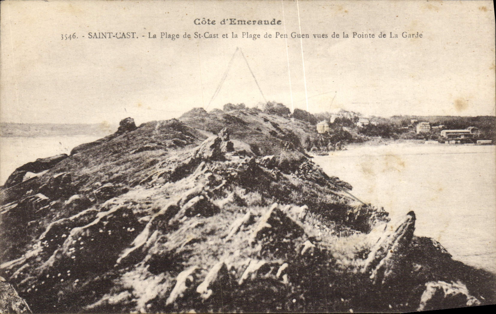 CPA Saint Cast La Plage de St Cast et la Plage de Pen Guen vues de la pointe de la Garde