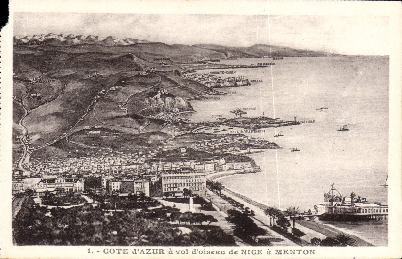 El corral de la POSTAL de la VENDIMIA del azul como el cuervo vuela de Niza tiene Menton