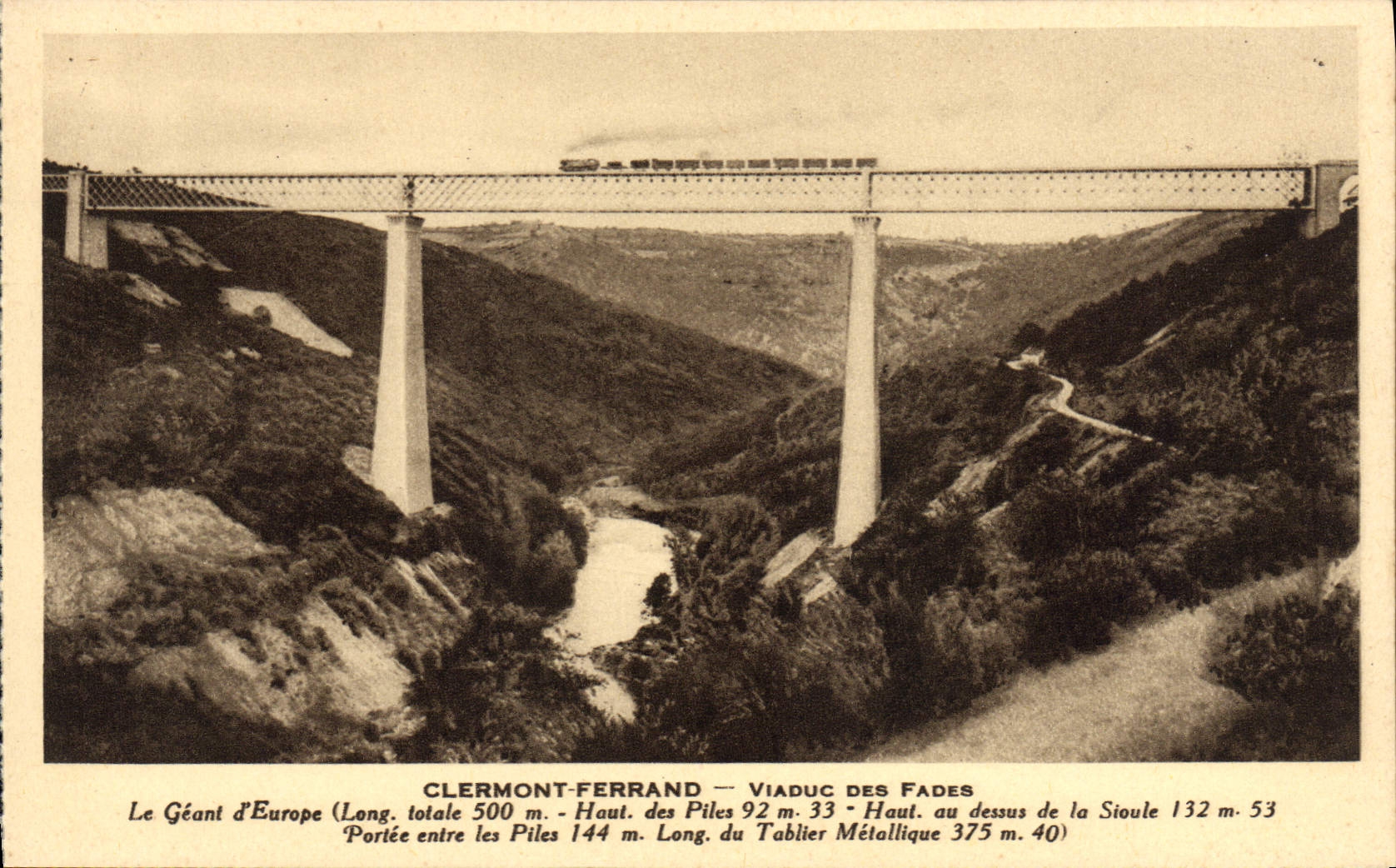 Viaducto de Clermont-Ferrand de la POSTAL de la VENDIMIA los insípidos