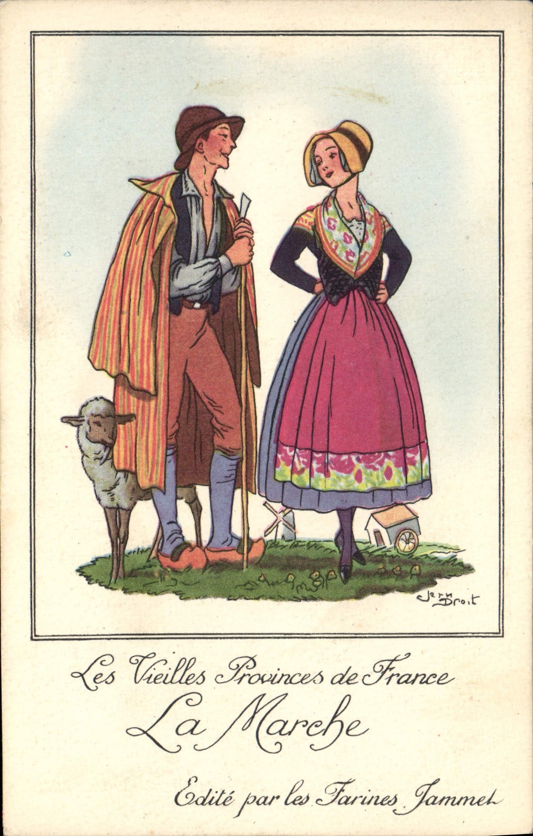 CPA La Marche Farines Jammet Folklore Jean droit 