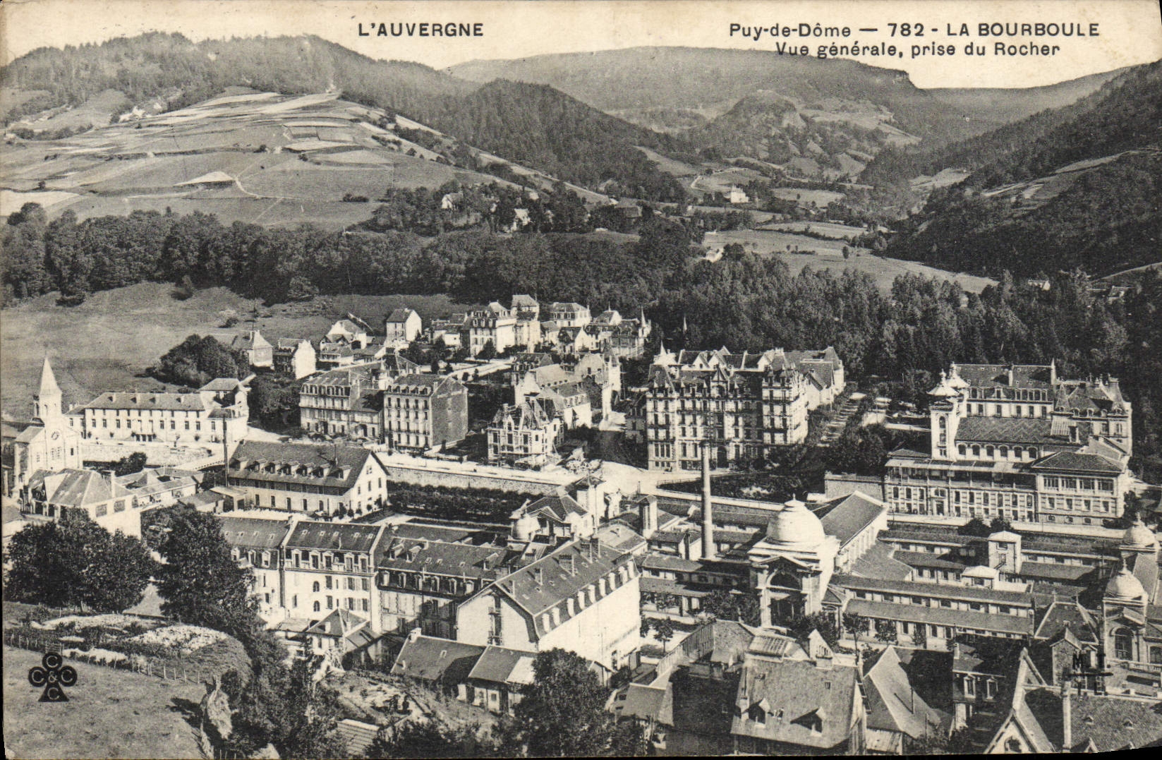 VINTAGE POSTCARD Auvergne Bourboule View taken of the rock