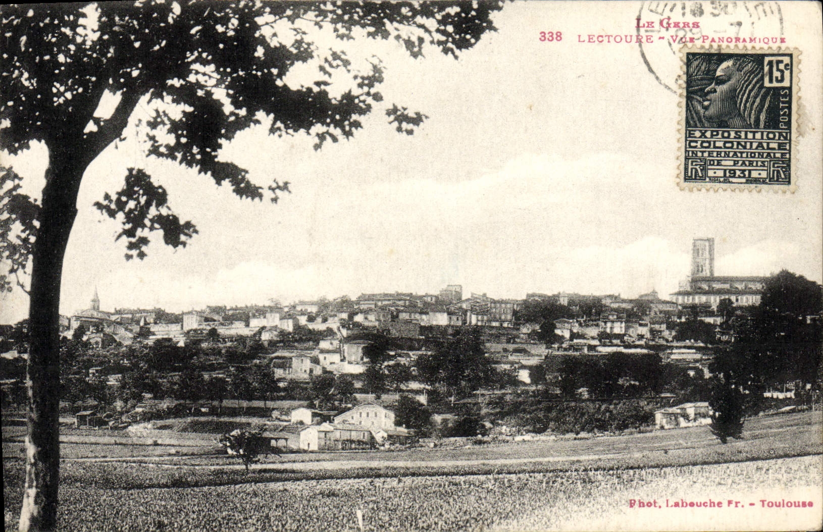 VINTAGE POSTCARD Lectoure Panoramic View
