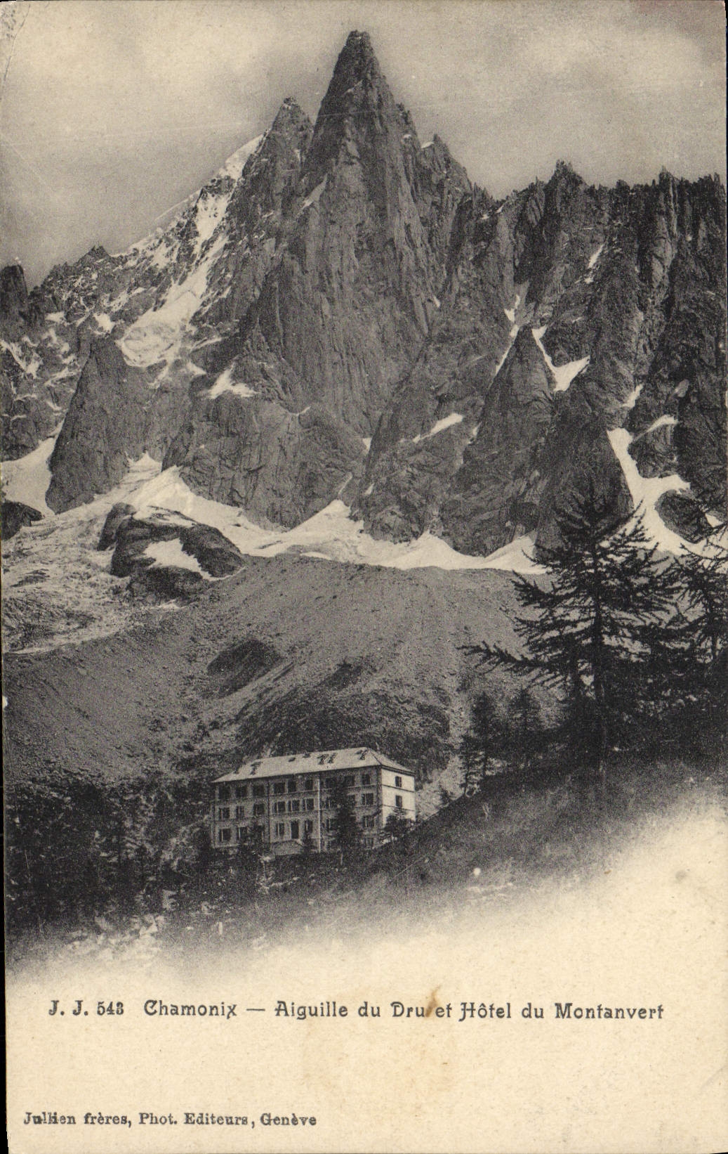 Interruptores de Chamonix de la POSTAL de la VENDIMIA grueso y hotel de Montanvert