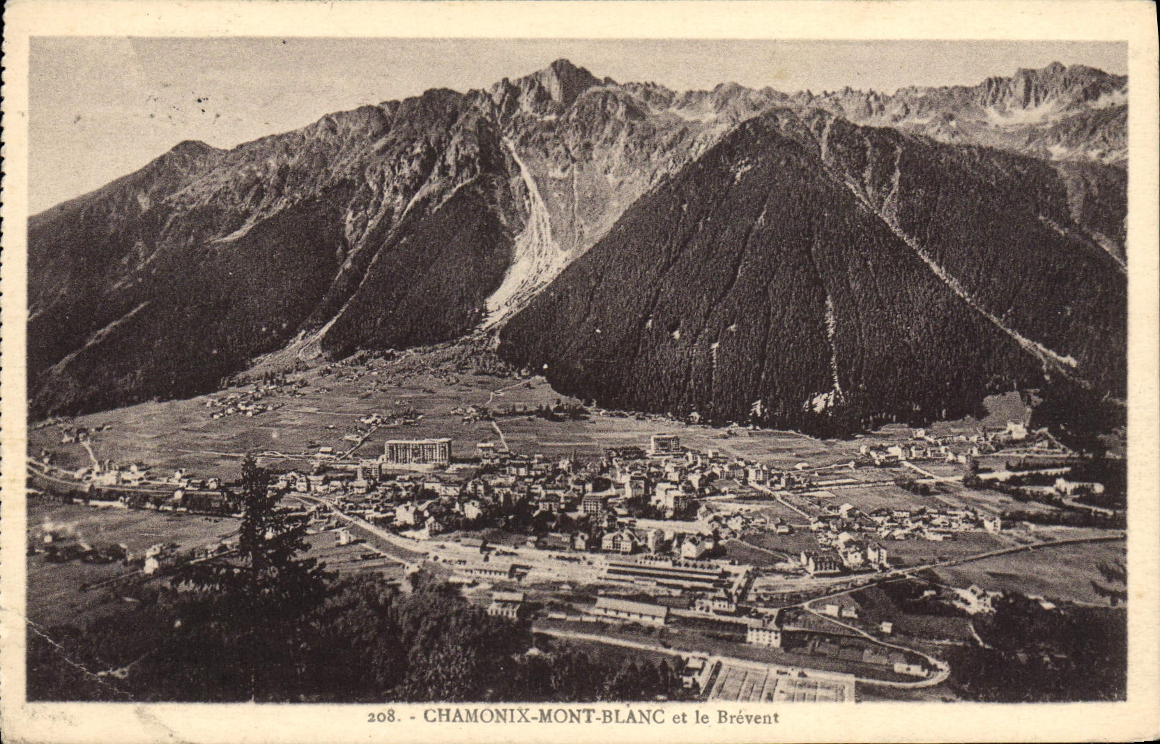 POSTAL Chamonix Mont Blanc y Brevent de la VENDIMIA