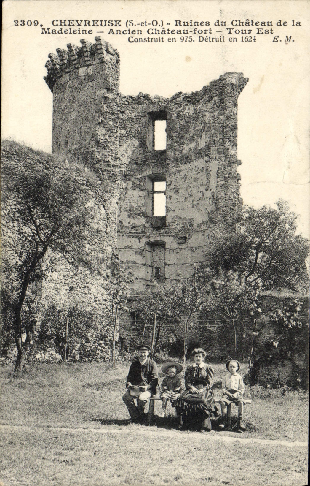 VINTAGE POSTCARD Chevreuse Ruins Of the Castle Of the Madeleine (nice shot)