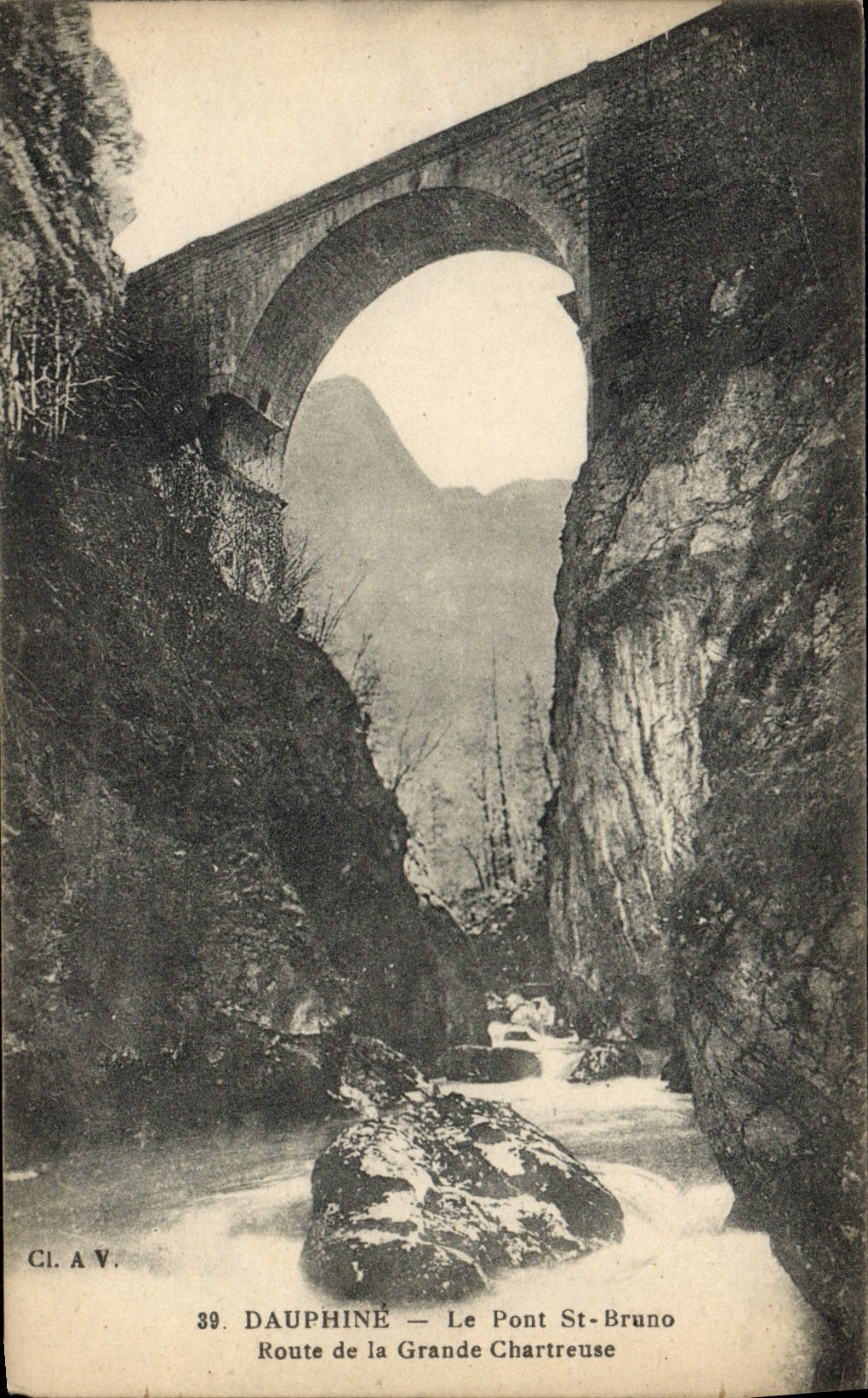 VINTAGE POSTCARD Dauphine the Bridge St Bruno Route of Large Chartreuse