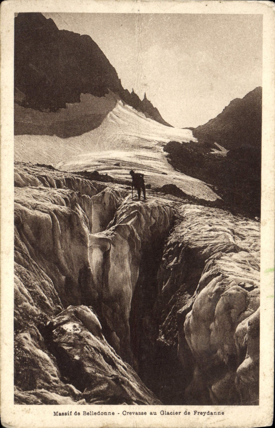 VINTAGE POSTCARD Massive De Belledonne Crevassee With the Glacier De Freydanne