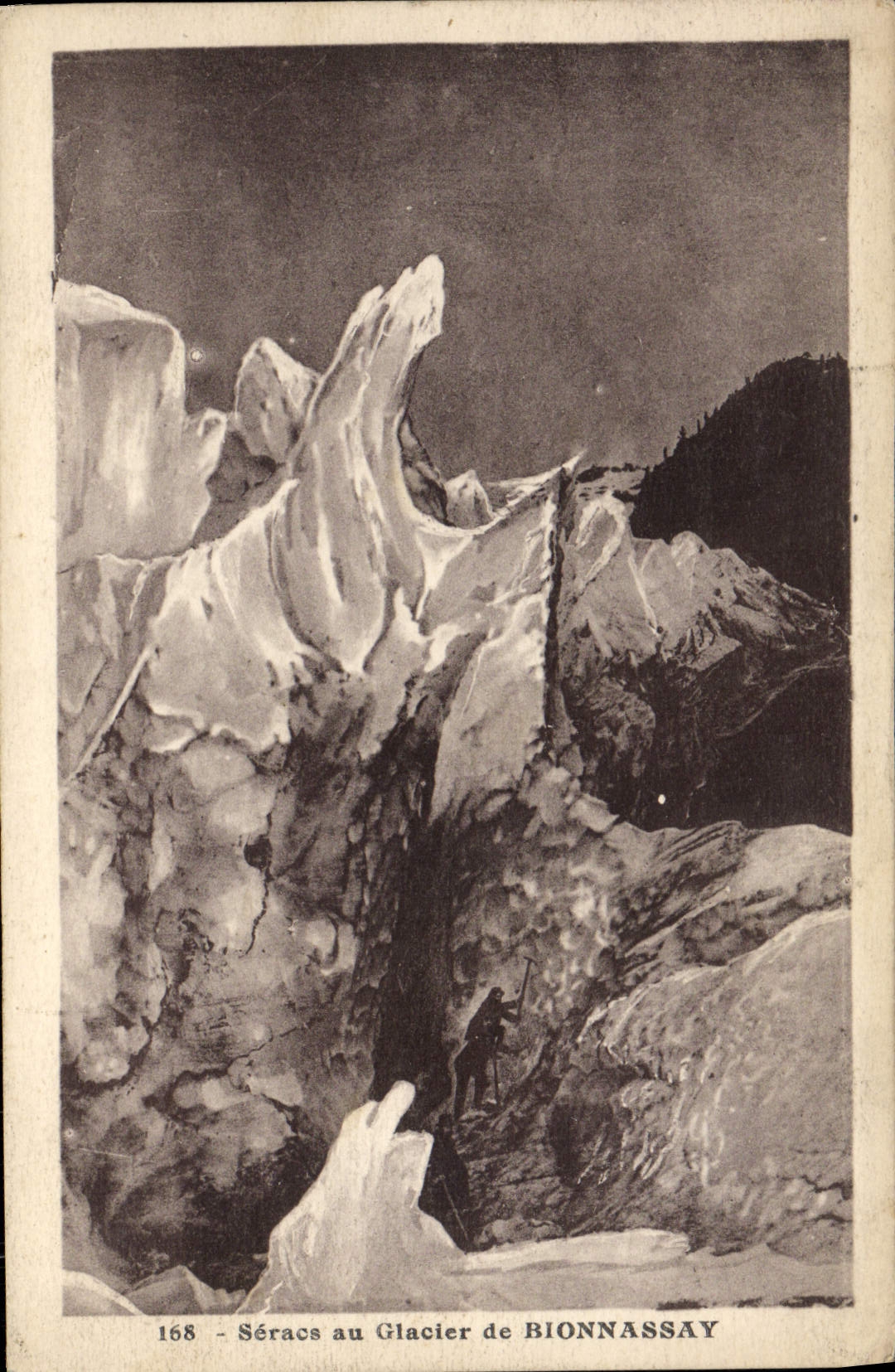 POSTAL Seracs de la VENDIMIA con el glaciar De Bionnassay