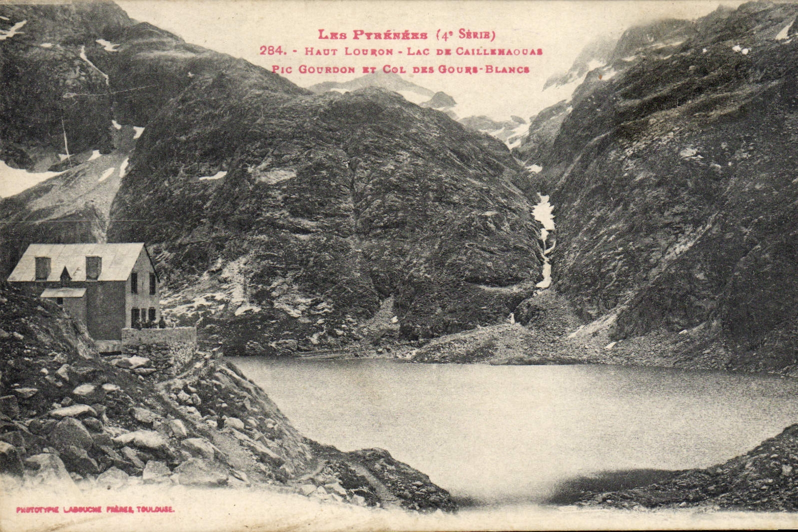 VINTAGE POSTCARD the Pyrenees High Louron Lake De Caillemaous Peak Gourdon and collar of Gours White