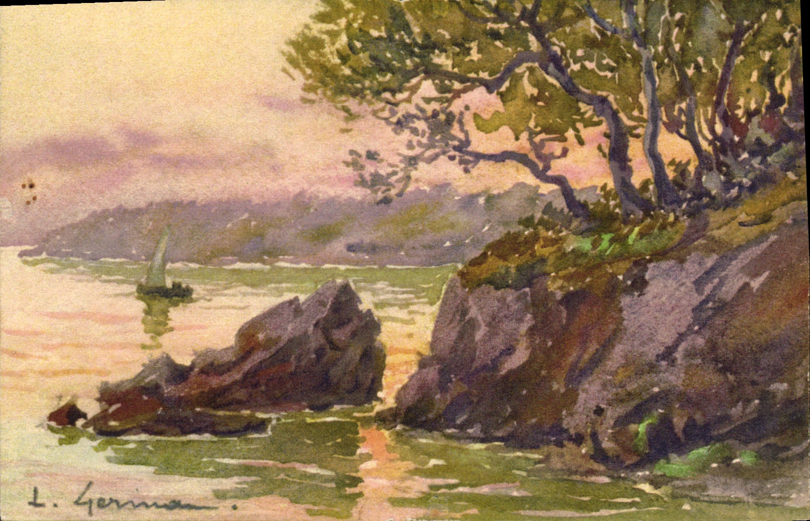 CPA Ile St Honorat Coucher De Soleil