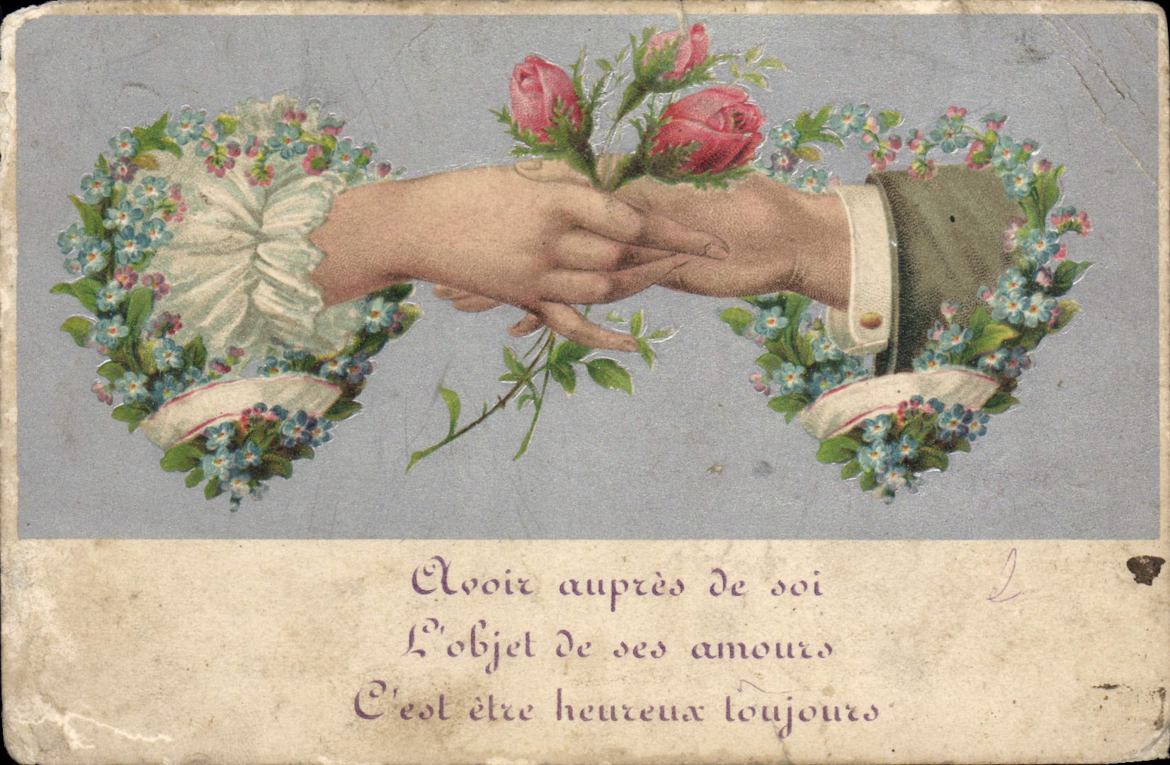 CPA Fantaisie Mains Fleurs