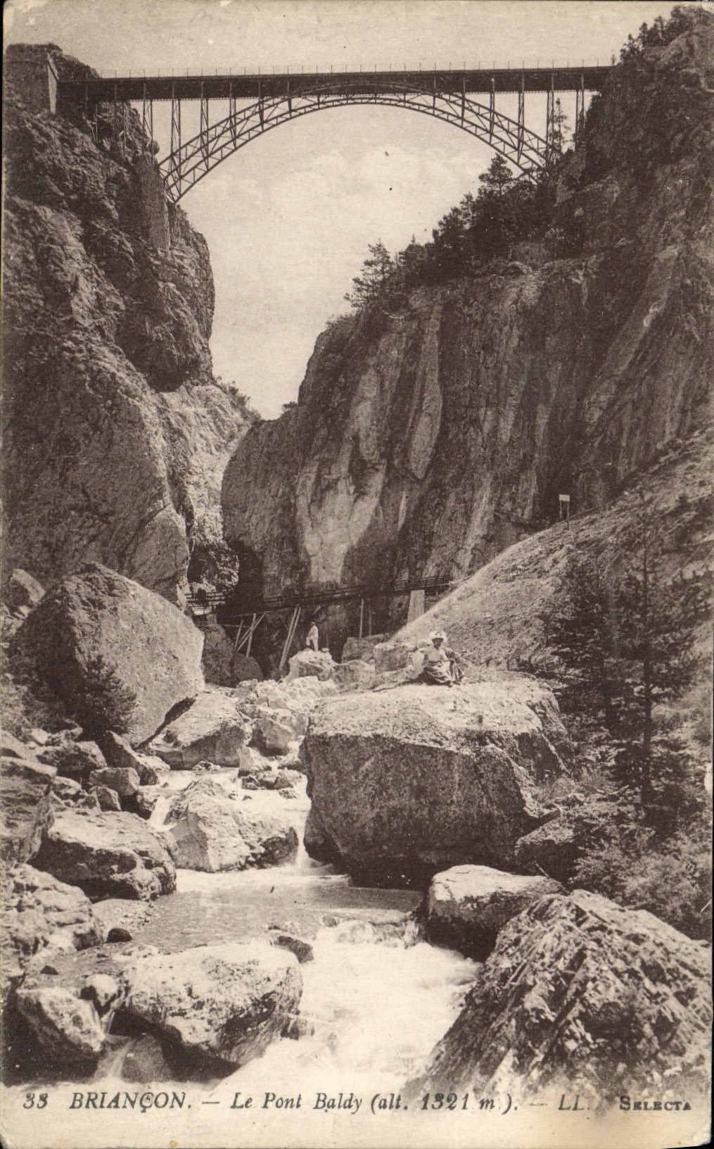 POSTAL Briançon de la VENDIMIA el puente de Baldy