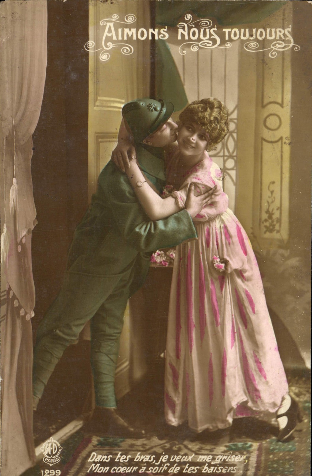 VINTAGE POSTCARD Fantasy Woman Miltiaria Soldier