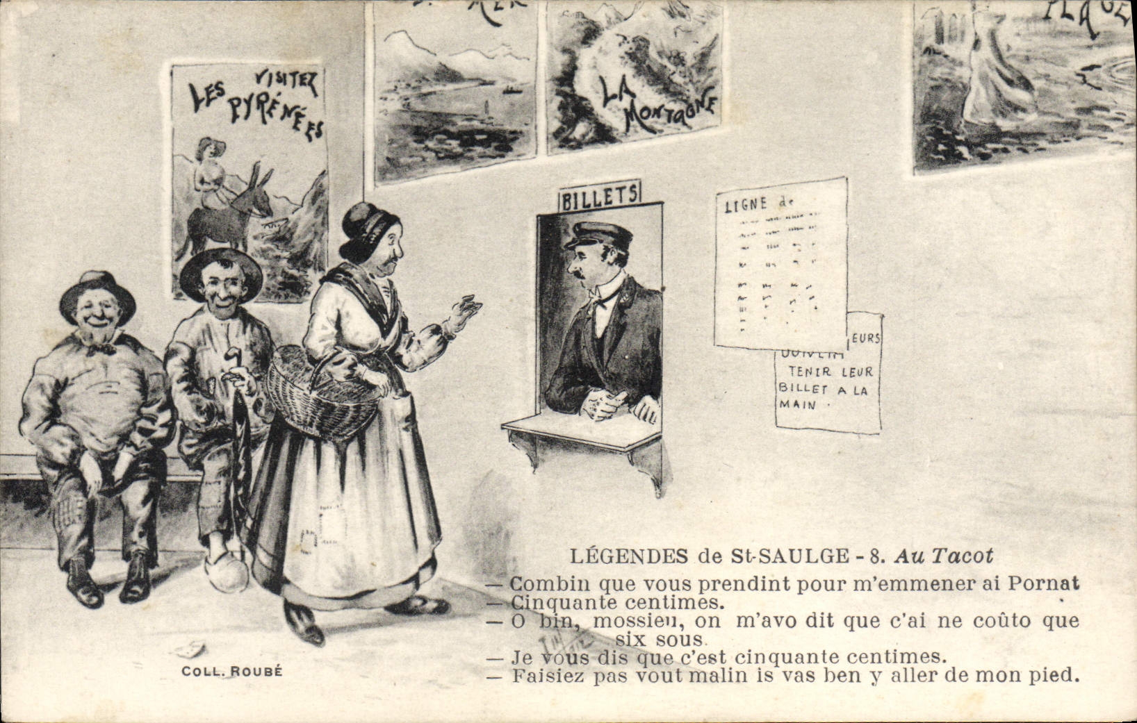 VINTAGE POSTCARD Legends Of St Saulge To the Pyrenees Jalopy