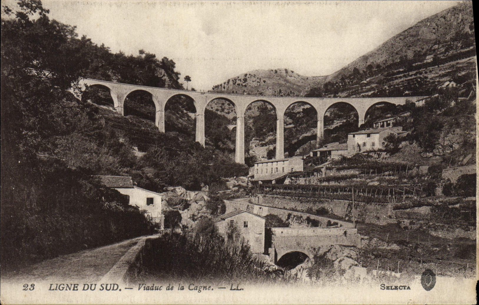 VINTAGE POSTCARD Line Of the South Viaduct Of Cagne