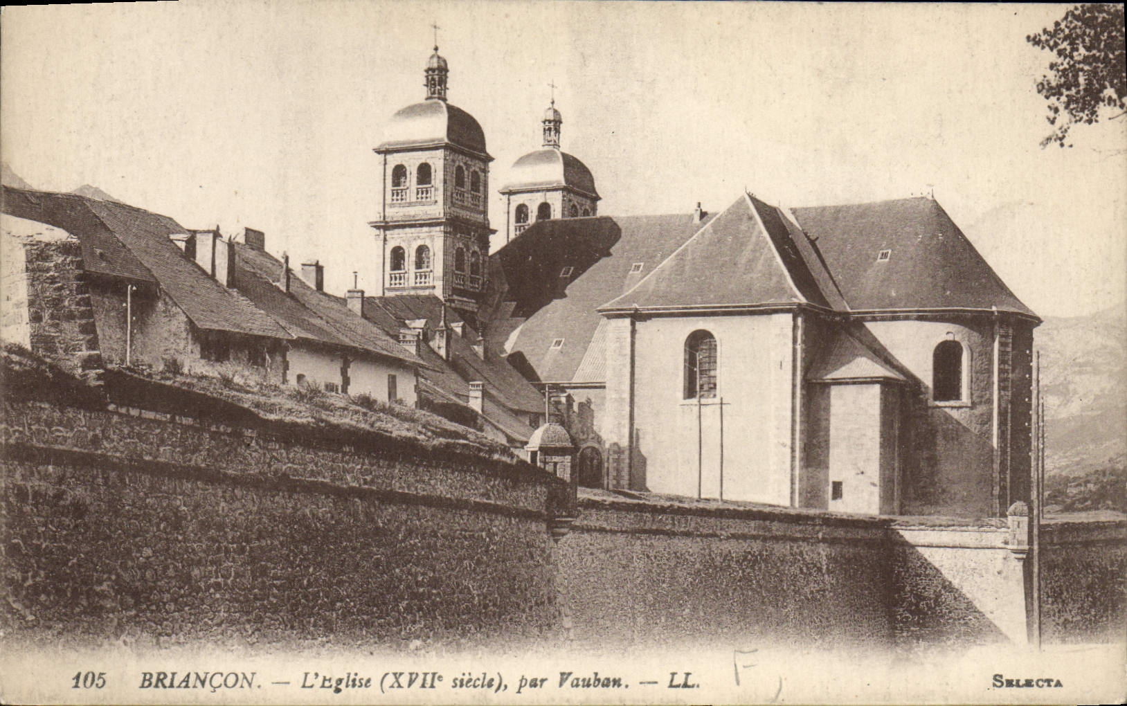 POSTAL Briançon de la VENDIMIA la iglesia de Vaubaun
