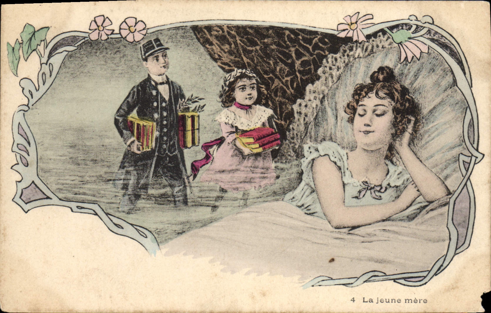 VINTAGE POSTCARD Fantasy Woman the young mother