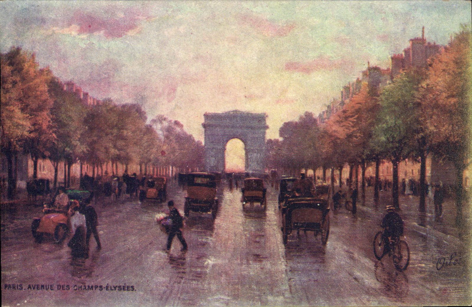 CPA Paris Avenue Des Champs Elysees Arc de Triomphe