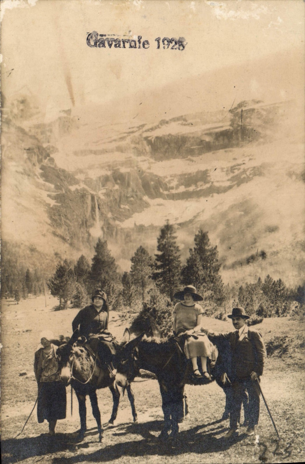 CARTE PHOTO Gavarnie 1928 Ane Mule 
