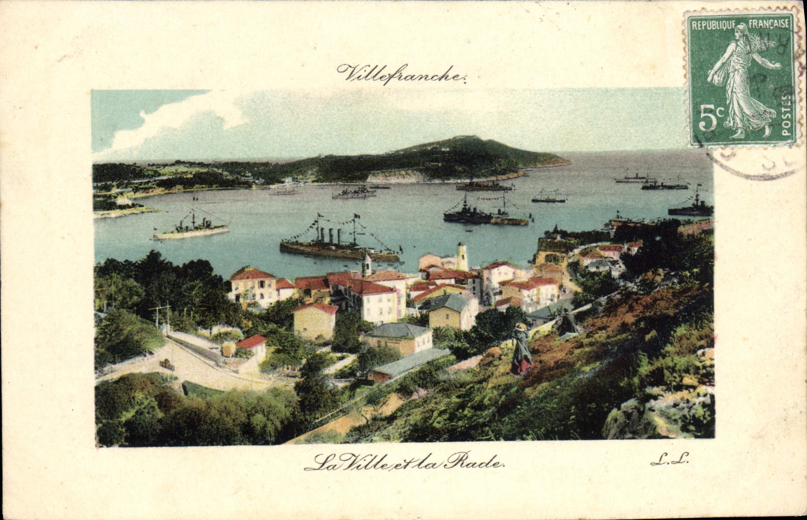 CPA Villefranche La ville et la rade Bateaux