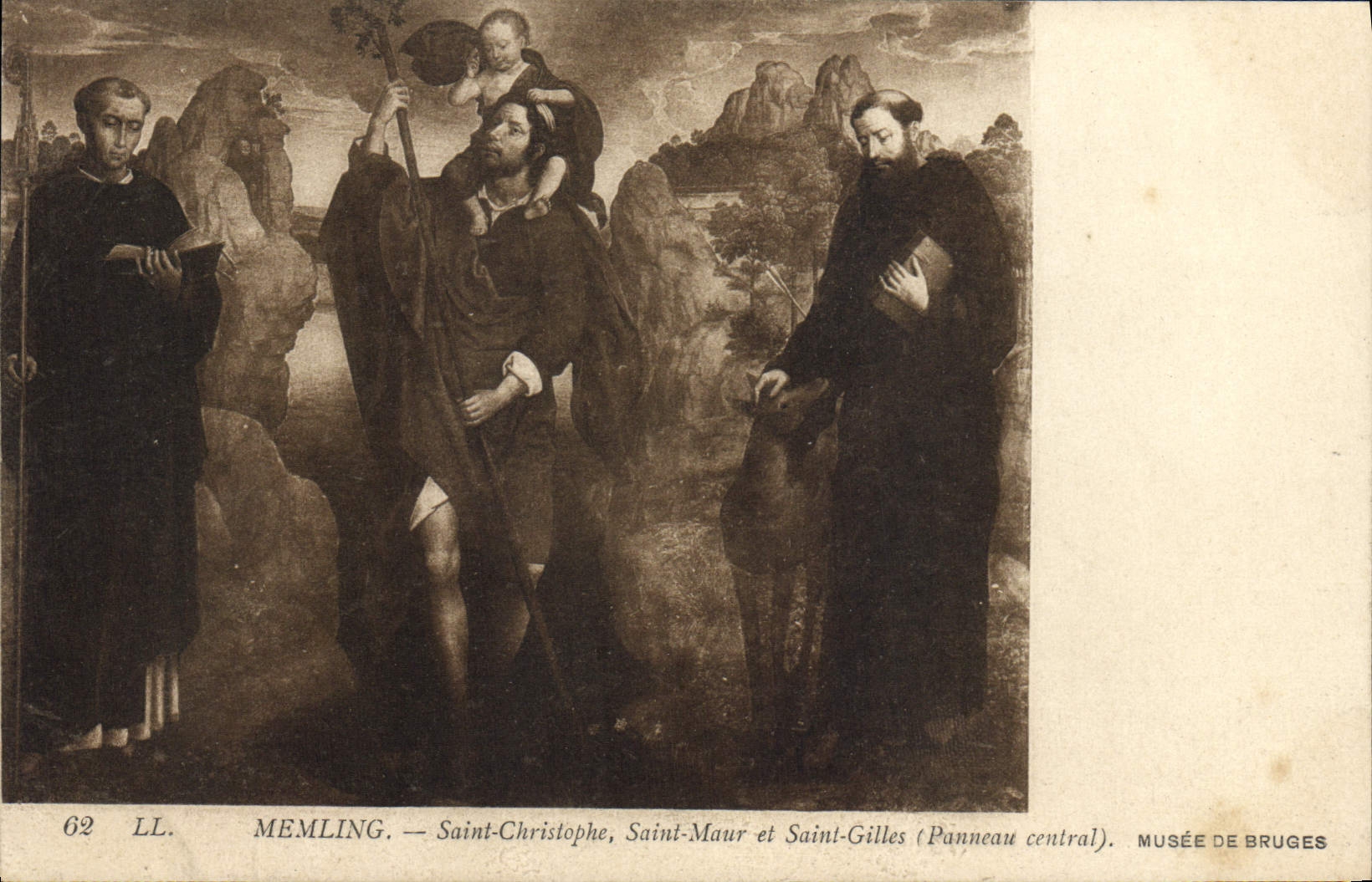 VINTAGE POSTCARD Holy Memling Christophe Saint Maur and Saint Gilles Museum of Bruges