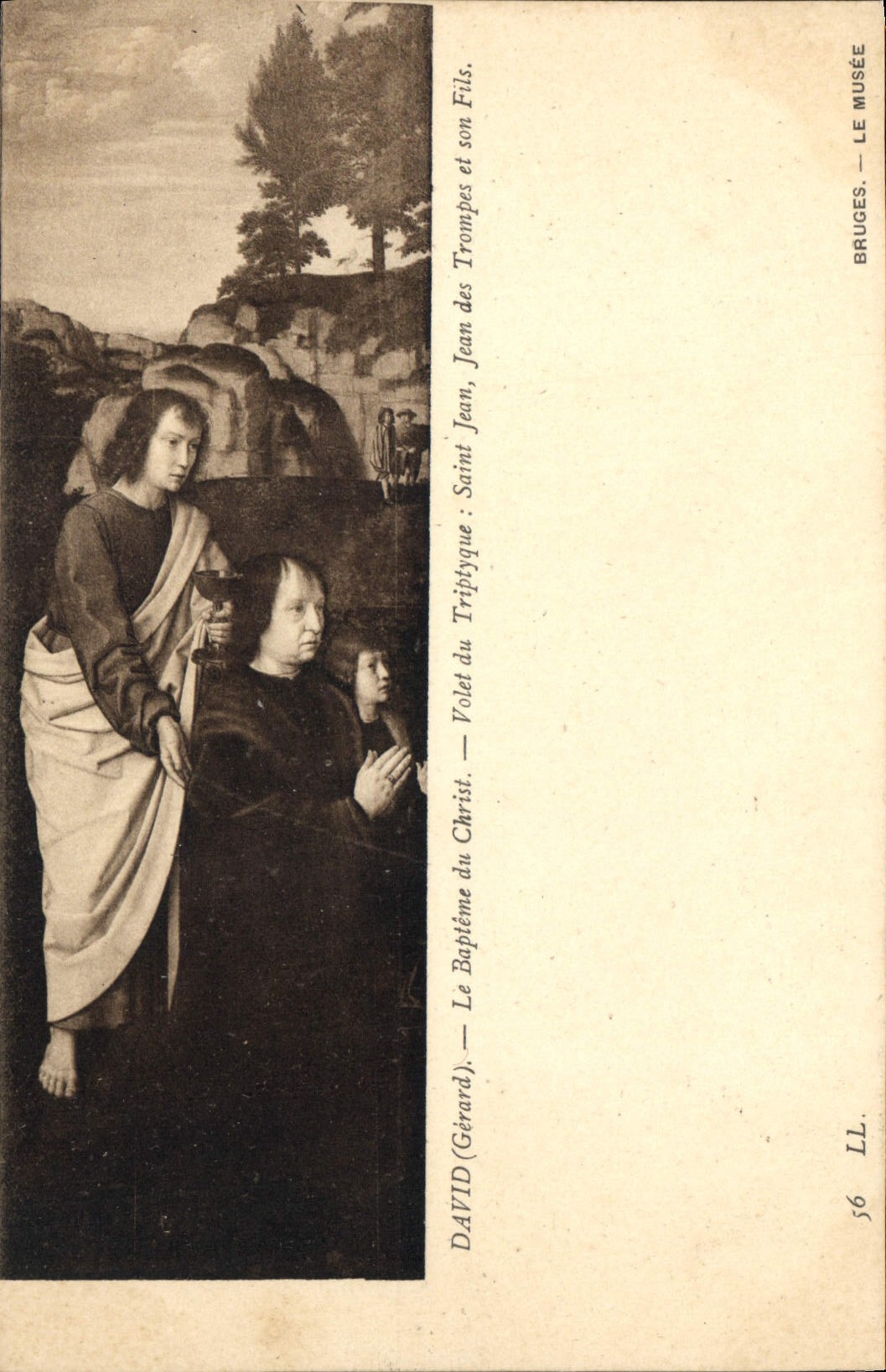 VINTAGE POSTCARD David Baptism of Christ Shutter of the Holy triptych Jean of the Horns and his son Museum of Bruges