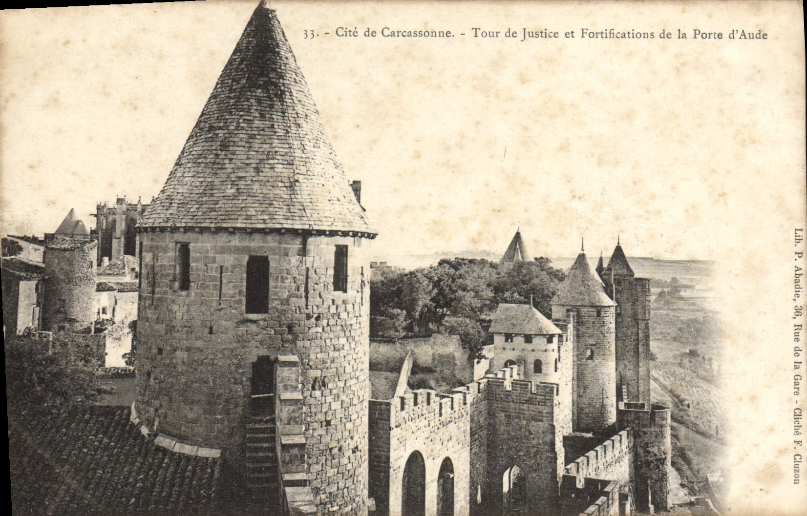 POSTAL ISCED de la VENDIMIA de la vuelta de Carcasona de la justicia y de los fortalecimientos de la puerta de Aude