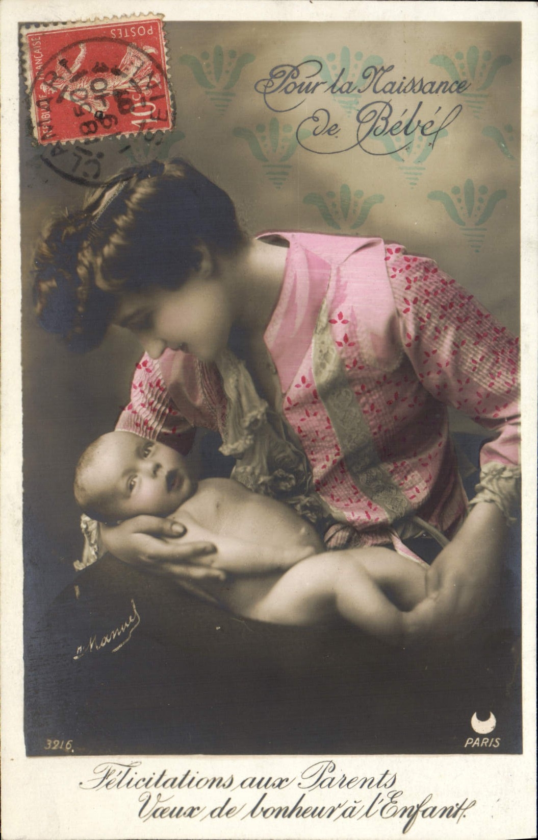 VINTAGE POSTCARD Fantasy Woman Baby Child