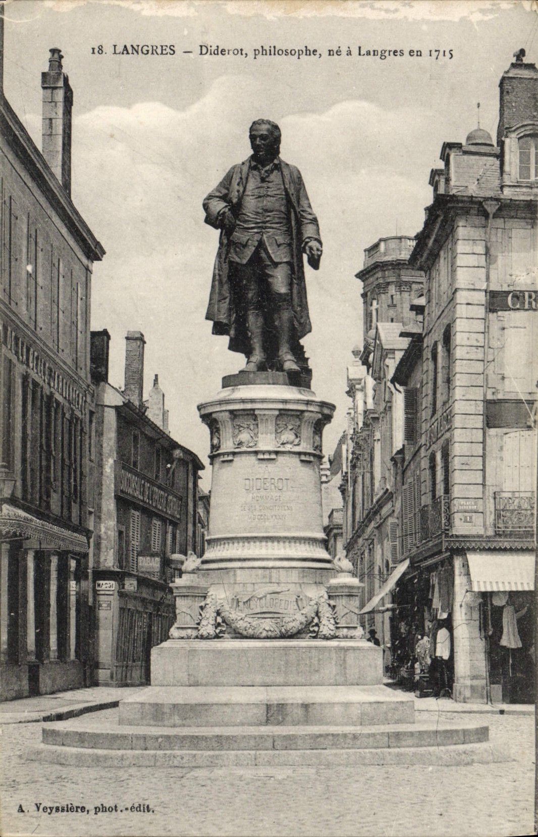 VINTAGE POSTCARD Langres Diderot philosphe