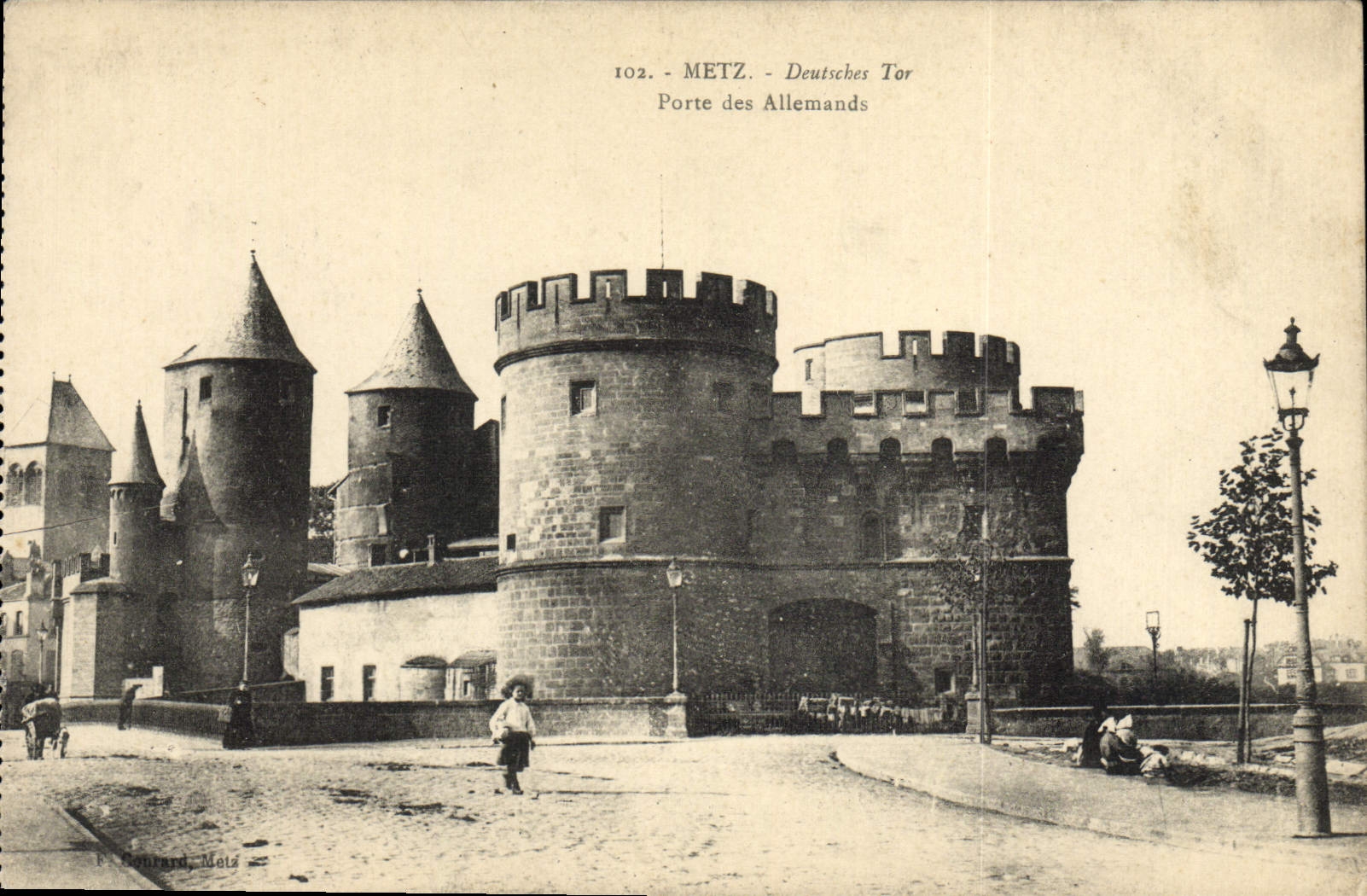 Tor de Metz Deutscher de la POSTAL de la VENDIMIA