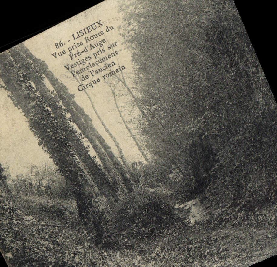 Camino de Lisieux de la POSTAL de la VENDIMIA vista de pre de los vestigios del canal tomados en el sitio del circo romano viejo