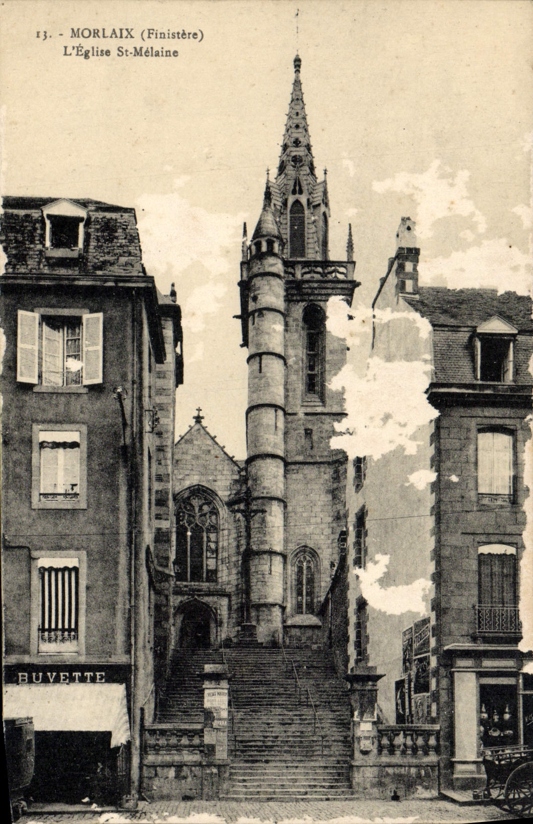 CPA Morlaix L'Eglise St Melaine Buvette
