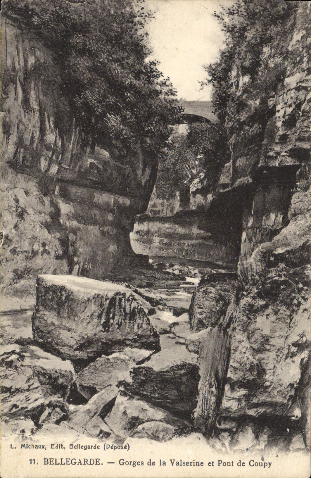 VINTAGE POSTCARD Bellegarde Falls of Valserine and Pont of Coupy