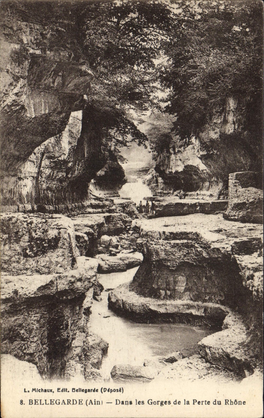VINTAGE POSTCARD Bellegarde In the Falls of the Loss of the Rhone