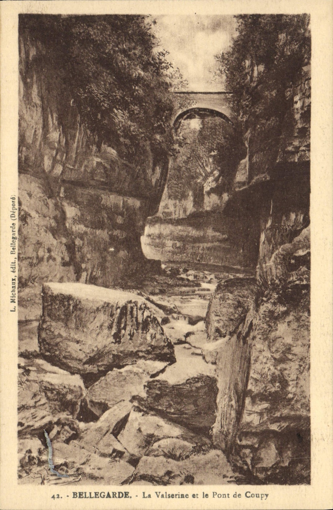 VINTAGE POSTCARD Bellegarde Valserine and the Bridge of Coupy