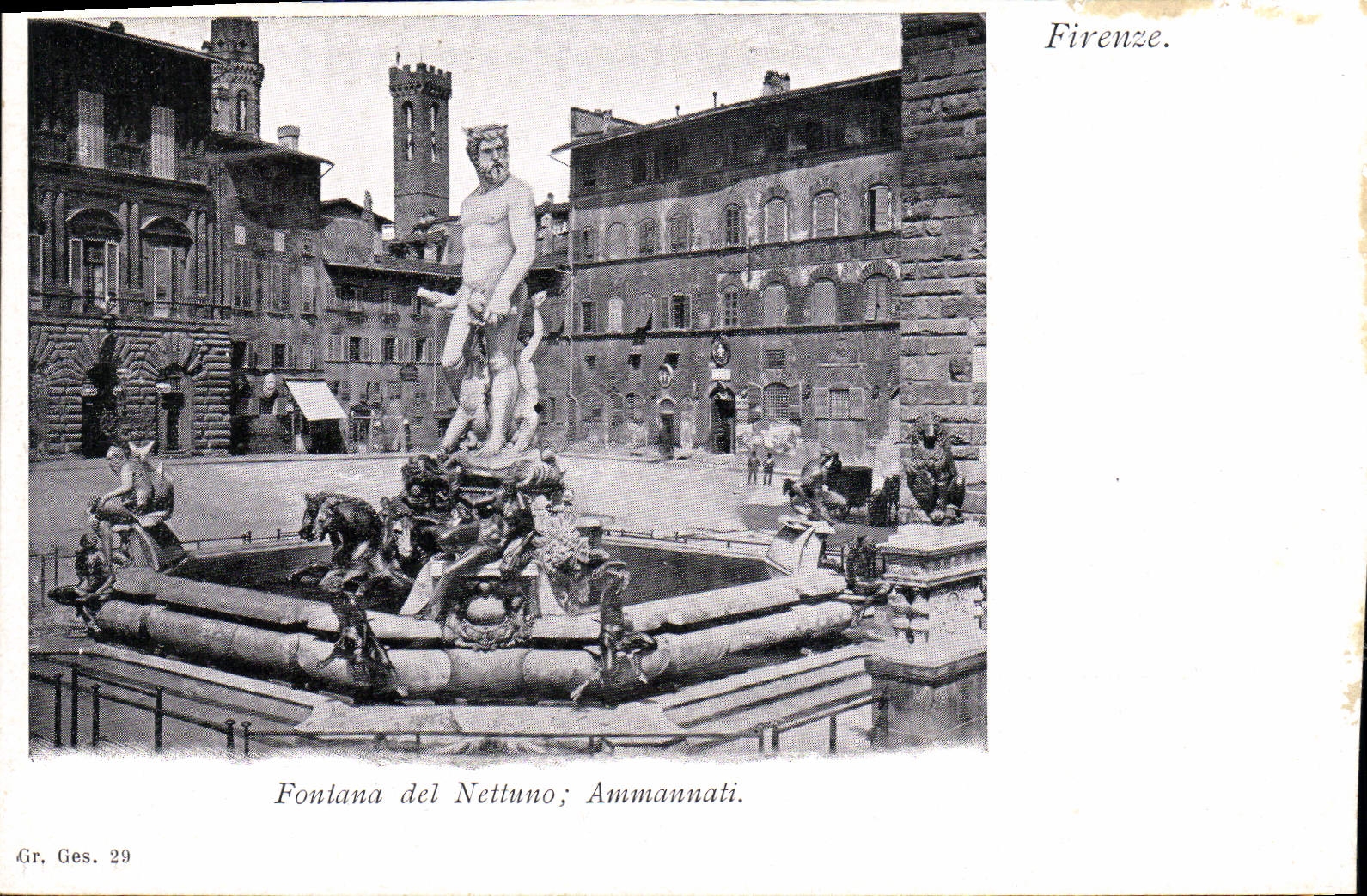 POSTAL Firenze Fontana del Nettuno Ammannati de la VENDIMIA