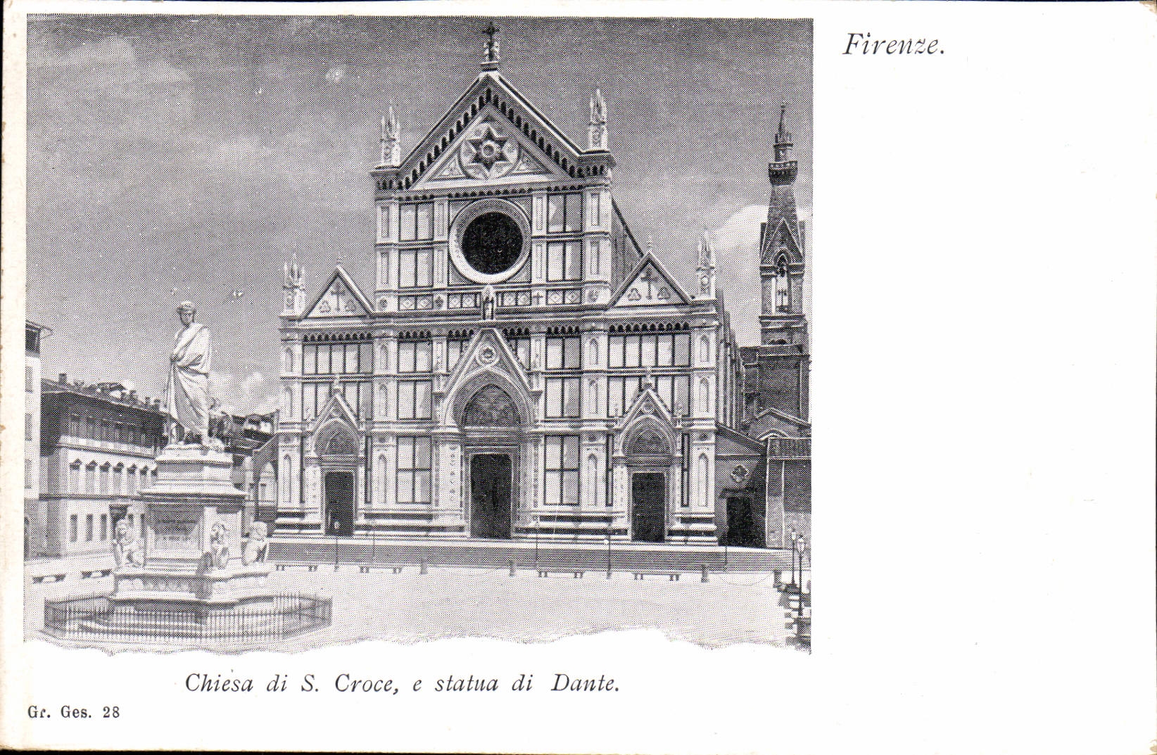 La POSTAL Firenze Chiesa di S Croce E de la VENDIMIA gobernó a di Dante