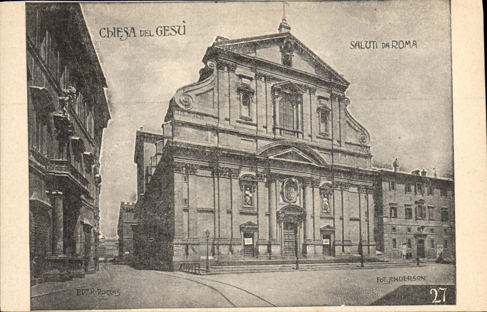 POSTAL Chiesa Del Gesui Saluti DA Roma de la VENDIMIA