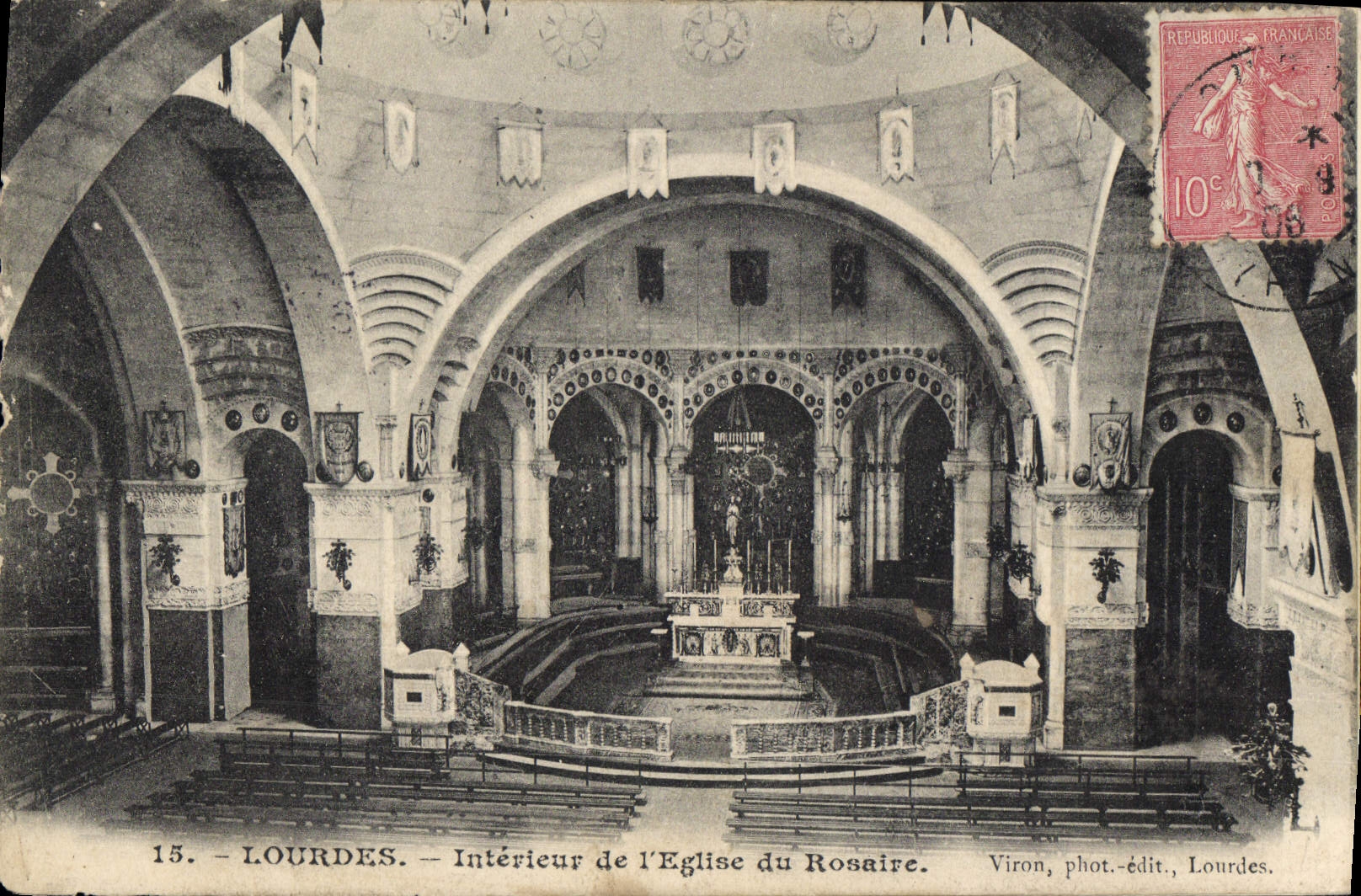VINTAGE POSTCARD Heavy Interior of the Church of the Rosary