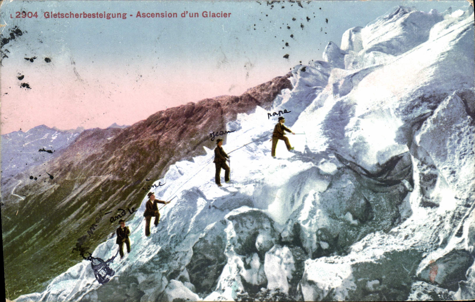VINTAGE POSTCARD Gletscherbesteigung Climbing of U Glacier Alpinism