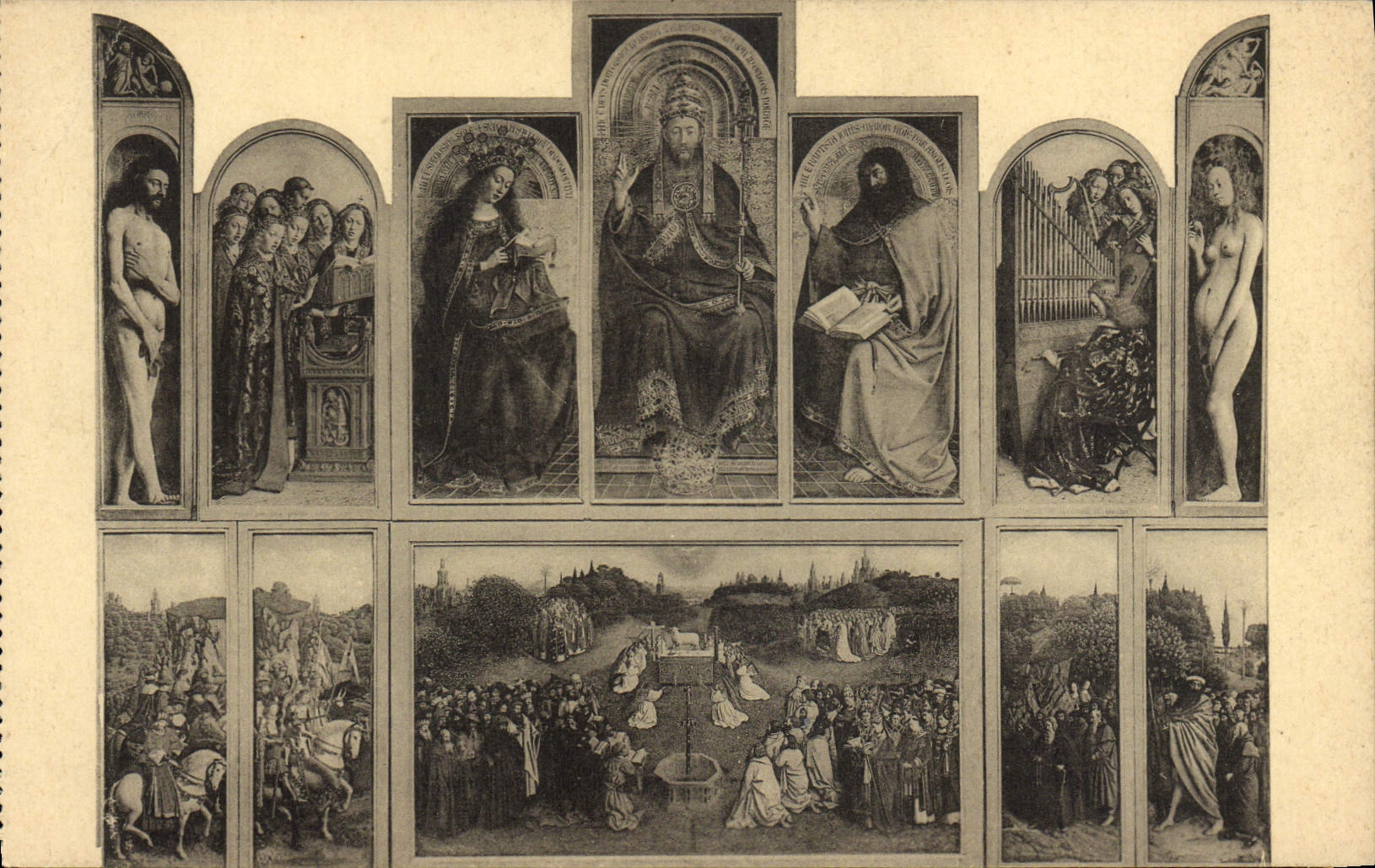 CPA Gand Eglise Saint Bavon Tableau Le Triomphe de l'Agneau Hubert Jean Van Dyck