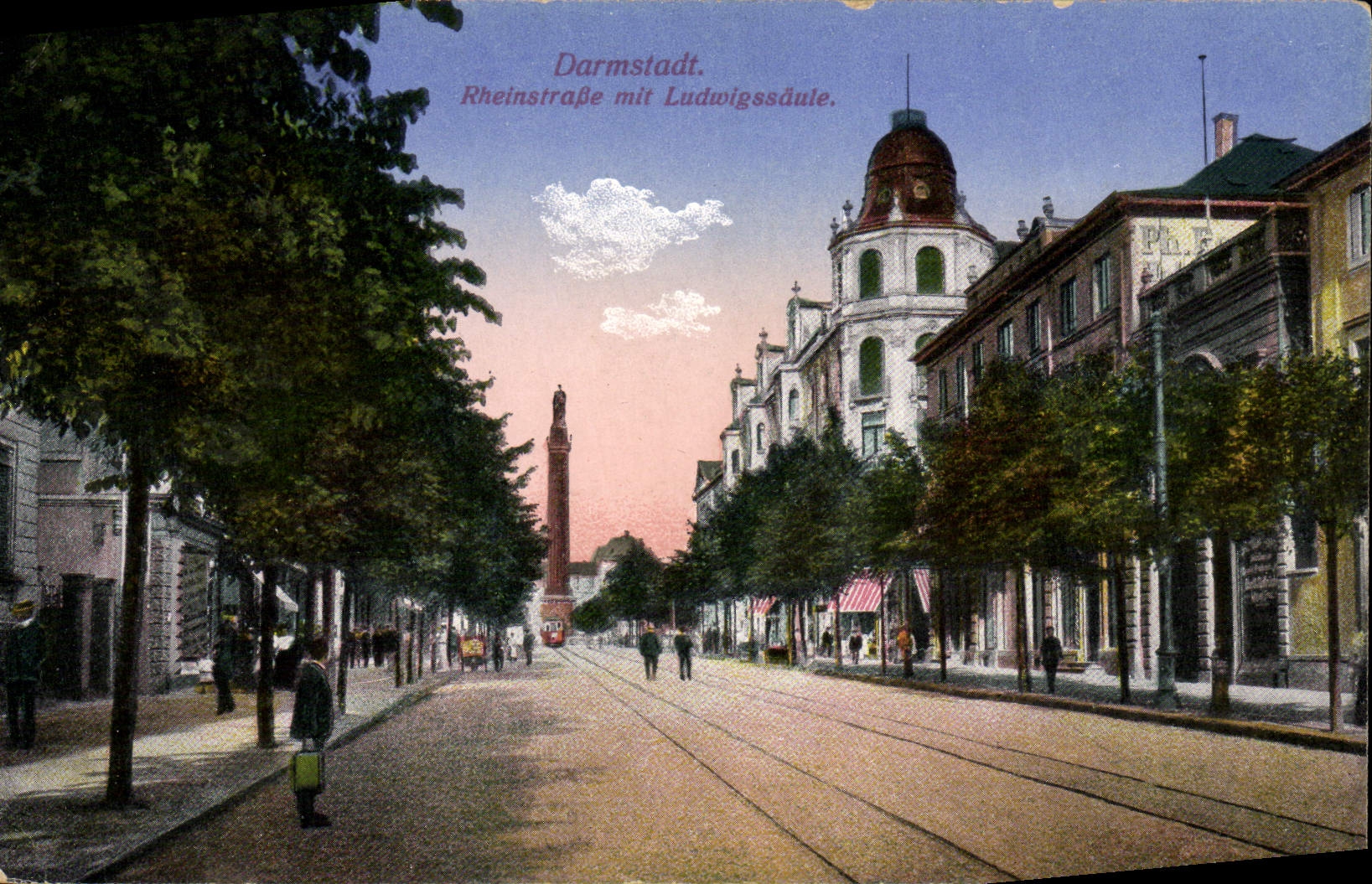 CPA Darmstadt Rheinstrasse mir Ladwigssaule