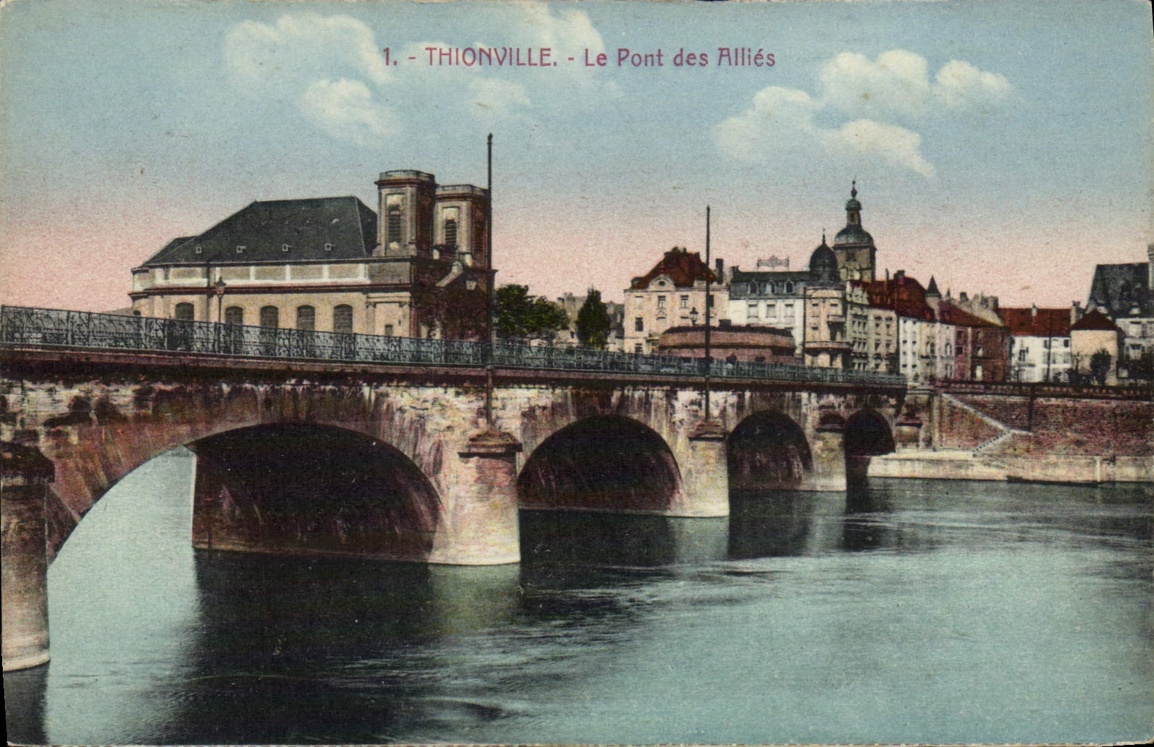 VINTAGE POSTCARD Thionville the Bridge of Combine
