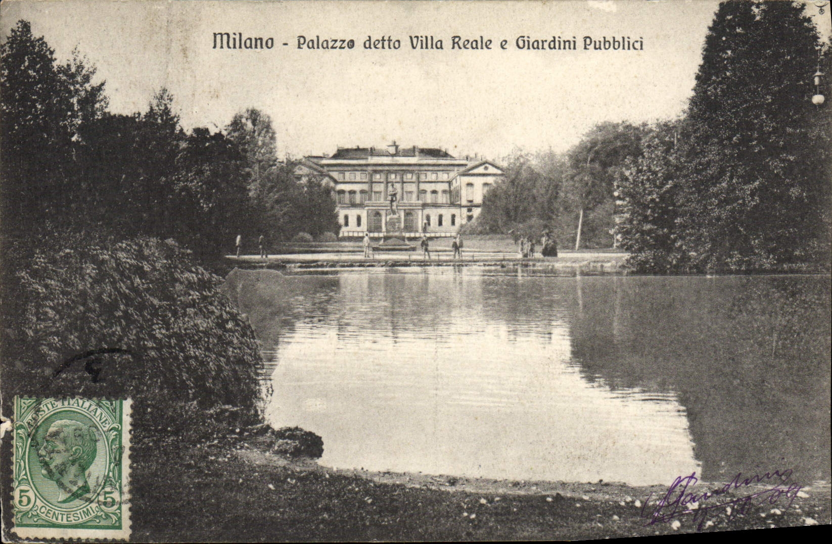 VINTAGE POSTCARD Milano Palazze detto Villa Reale E Giardini Pubblici