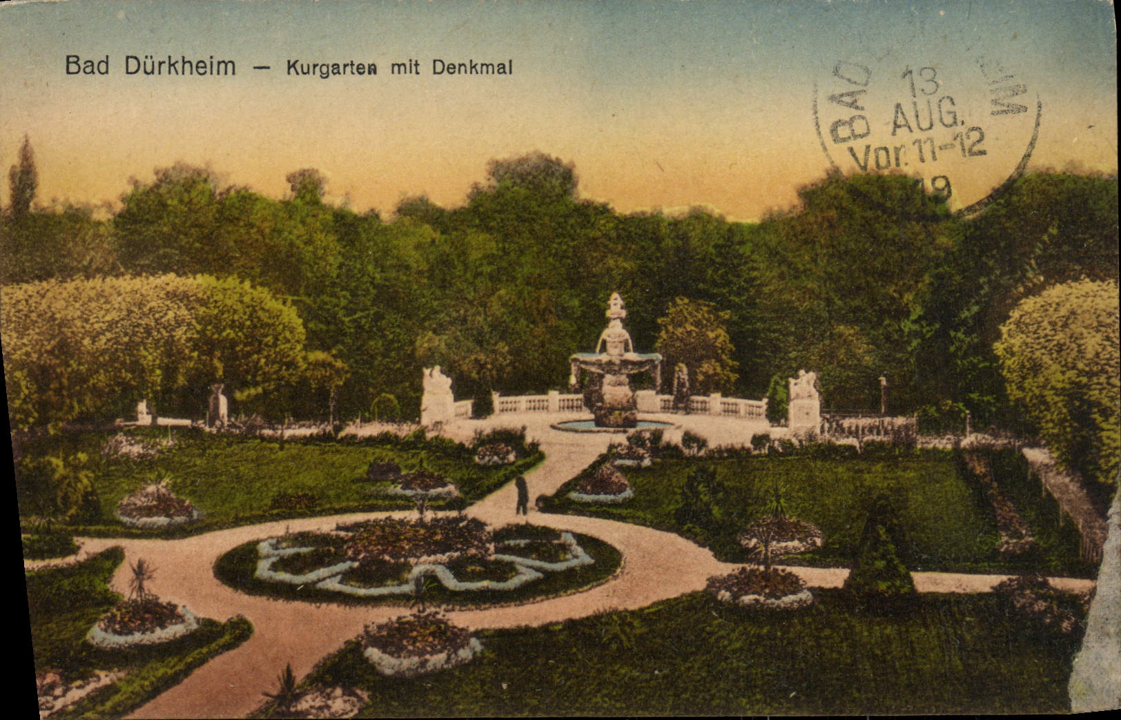 CPA Bad Durkheim Kurgartea mit Denkmal