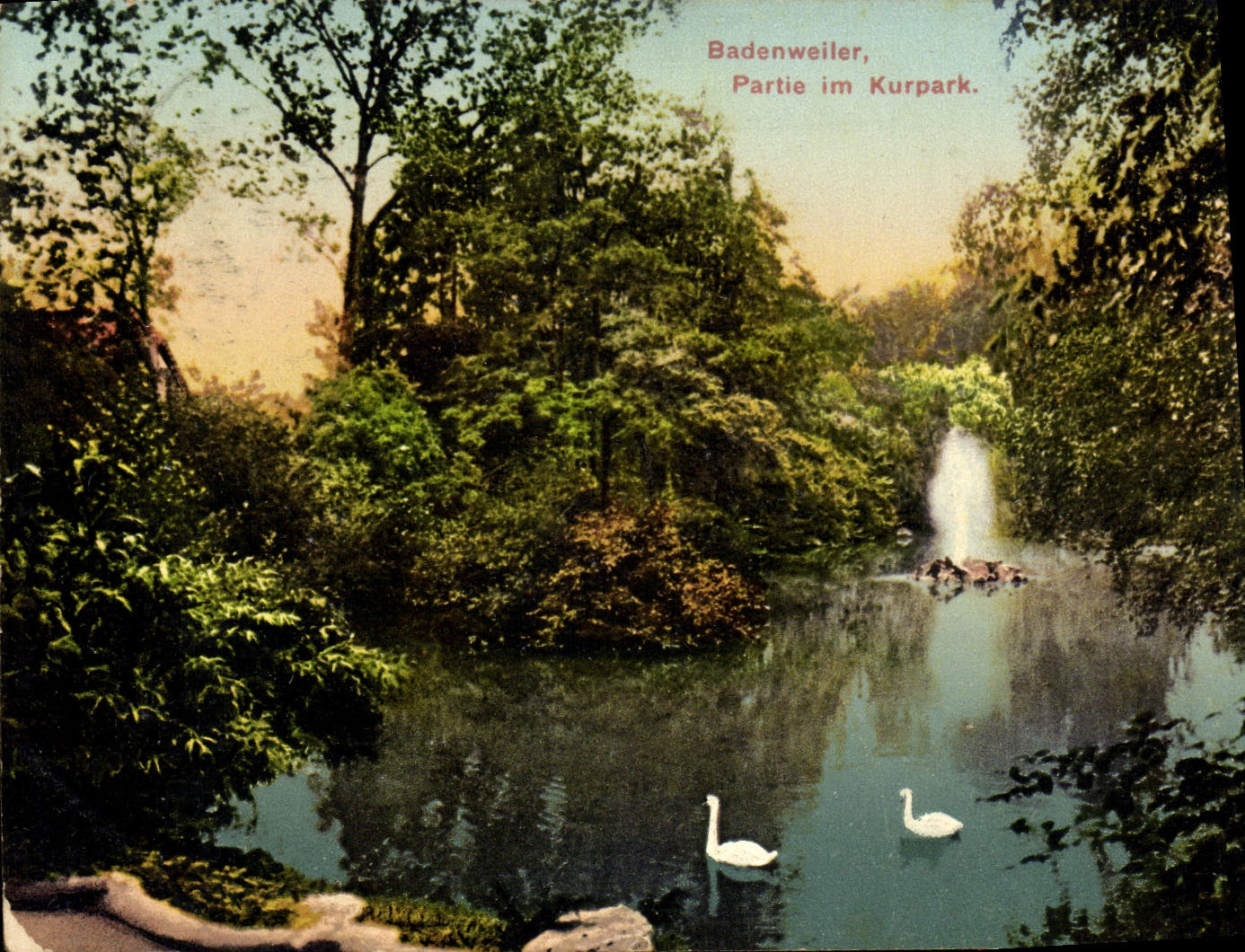 VINTAGE POSTCARD Badenweiler Left im Kurpark