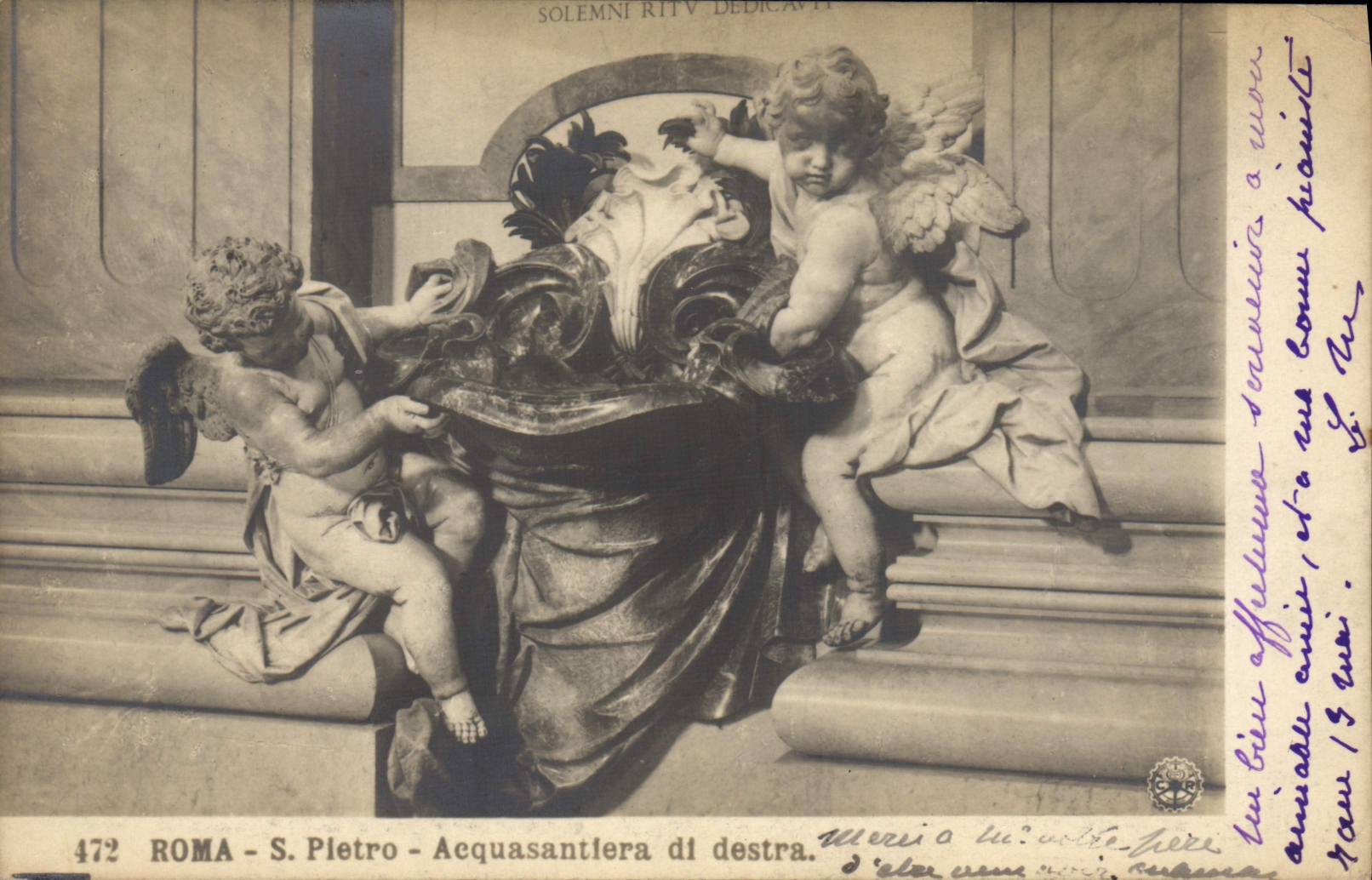 POSTAL Roma S Pletro Acquasantlera di Destra de la VENDIMIA