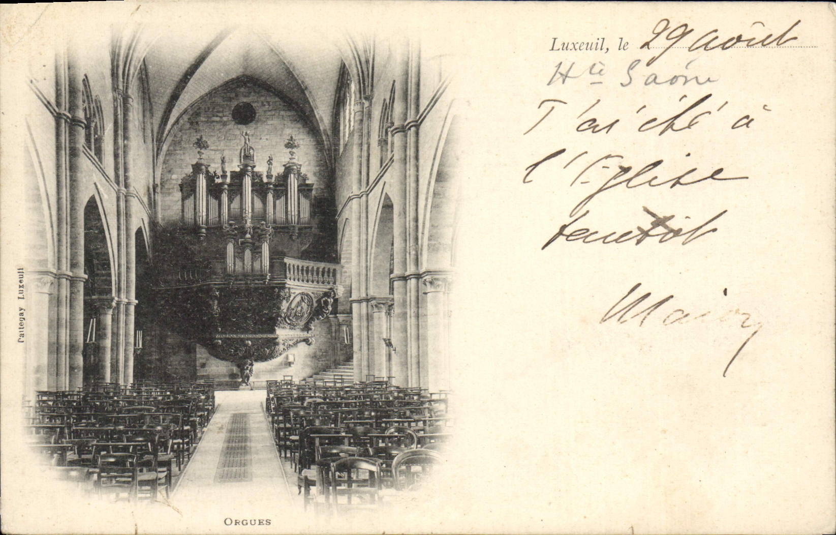 POSTAL Luxeuil de la VENDIMIA el órgano del órgano de los baños
